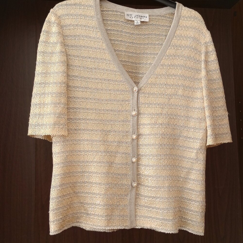 ST JOHN EVENING v-neck button front top jacket Palettes 6